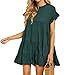 Joteisy Women's O Neck Ruffle Sleeve Tiered Casual Mini Dress (S, Green)