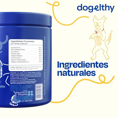 Dogelthy Multivitamin 20 en 1. Suplemento para Perros con con Glucosamina, Complejo B, Aceite de Krill, Vitaminas y Antioxidantes en Polvo. Complemento para Croquetas o Dieta Barf Sabor Cerdo de 270g