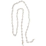 Vintage 8mm Imitation Pearl Elegant Neck Chain Eyeglasses/Sunglasses Holder, USA!, in Imitation Pearl with Gold Tone Finish