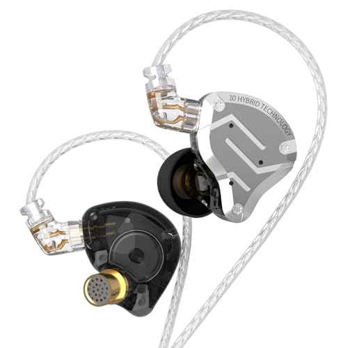Yinyoo KZ ZS10 Pro In-Ear Monitor Kopfhörer kabelgebunden 4BA+1DD Gaming Ohrhörer, Edelstahl Faceplates Hybrid Gaming In Ear HiFi IEM mit 2 Pin 3.5mm