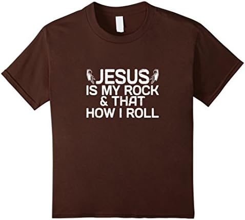 Kids Jesus is my rock and that how i roll t-shirt 6 Brown