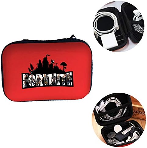 C0oow Headsets Cases Accessories Kits Mini Carrying Pouch Earphones for Earbud and USB Cable, Red Portable Storage Bag - Fort-nite Battle Royale