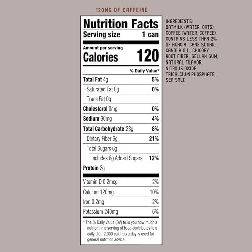 LA COLOMBE DOUBLE DRAFT LATTE WITH OATMILK – 9 FL. OZ. 4 PACK – 100% ARABICA BRAZILIAN COLD BREW COFFEE WITH NITROUS-INFUSED OATMILK, DAIRY-FREE VEGAN LATTE, 120MG NATURAL CAFFEINE
