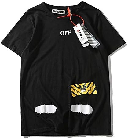 CHAIRUIY Off T-Shirt Inkjet Graffiti Splash Stripe Rush Speed Belt Couple Short Sleeve t-Shirt Sleeve