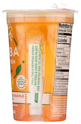 JOYBA SWEET PEACH HONEYSUCKLE BUBBLE TEA WITH BOTANICALS, 12 FL OZ. CUP