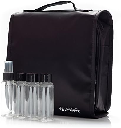 Toiletry Bag with Travel Bottles and Removable Pouch for Easy Check-in at the Airport (Black)