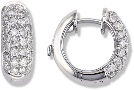 Amazon Com 1 5 Carat Pave Set Diamond Hoop Earrings In White Gold