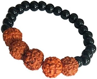 RichNFamous Black Onyx Bracelet 5 Big Rudraksha By RICH AND FAMOUS