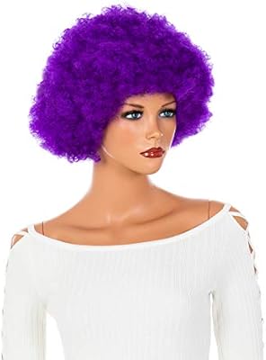 Purple Afro Wig Clown For Woman And Man Party And Halloween Black