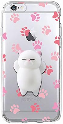 iPhone7 case Squishy Cat Cute Soft Silicone Squishy Phone Back Cover Finger Pinch 3Dfor iPhone （cat3）