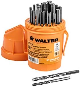 Walter Surface Technologies 01E118 Quick Shank Jobber Length Bits - 29 Piece SST Drill Bit Set with Cobalt Blend. Drilling Tools and Accessories