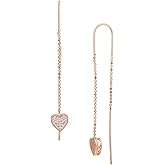 Vanbelle Sterling Silver Jewelry - Rose Gold Plated with 925 Stamp - Heart Shape Threader Earring - Cubic Zirconia Stones - Lightweight Elegant handcrafted for Women