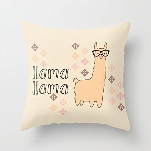 Decorative Pillow Case Llama Llama on White Cushion Cover 18" x 18"