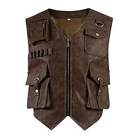 YANGGO Kids Leather Brown Youth Vest Halloween Costume Cosplay for Child (Child-L, Brown)