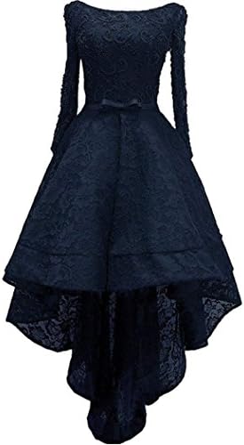 Diandiai Women's Hi-Lo Prom Dress Short Sleeve Lace Evening Dress 2018 Black Off The Shoulder Maxi Dress
