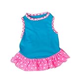 Small Dog Dress , Voberry® Fashion Pet Dog T-Shirt Dress Dog Cat Cute Summer Vest Skirt (M, Blue)