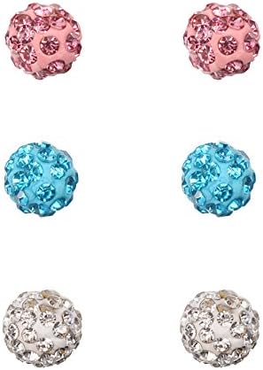 Unique Queen 3 Pair Hypoallergenic Women Girl's Assorted Multiple Round Stud Earrings sets (Style-2)