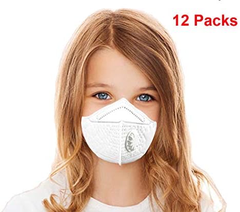 Kids Disposable Face Mask K-N95 Particulate Respirator Masks With Valve Child PM2.5 Dust Masks Anti-Pollution Dustproof Cycling for Outdoor Safety Multi-Layer Protection (12 pieces)