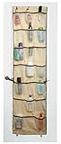 Over the Door Organizer - 42 Pockets - The beige fabric with brown trim is an attractive over door storage addition to any room. Three over the door hooks are included so there's no assembly required
