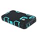 iPhone 4 Case,iPhone 4S Case,Shockproof Heavy Duty Combo Hybrid Defender High Impact Body Rugged Hard PC & Silicone Case Protective Cover For Apple iPhone 4 4S (Black Aqua)