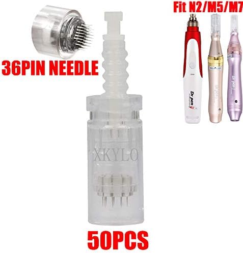 12Pin/36Pin/42Pin/Nano Micro Needles Cartridges,tip For Electric Auto Microneedle Stamp Derma Pen MYM/N2/M5/M7 Dr.Pen Anti-Aging Wrinkle Removal (36Pin Needles, 50PCS)