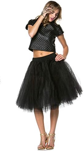 Structured Tulle Midi Skirt in Black