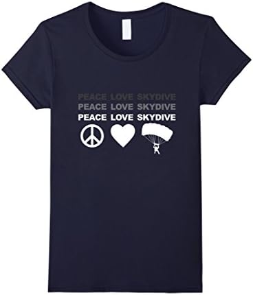 Womens Peace Love Skydive Skydiving T-Shirt for Skydivers Medium Navy
