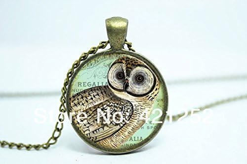 Pretty Lee 2015 Fashion Owl Necklace Vintage Style Jewelry Bronze Woodland Pendant Glass Cabochon Necklace Christmas gift