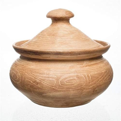 Handmade 25oz 750ml - Ceramic Cooking Earthen - Pot Beige Khokhlov - Clay - Kitchen Artisan Cookware
