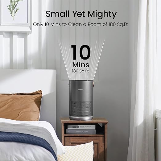 smartmi Air Purifiers for Home, Works with HomeKit Alexa, Smart Air Purifier with Handle, Auto Mode, 19db, 0.08 µm Particles Captured, H13 HEPA Filter, P1 Dark Grey