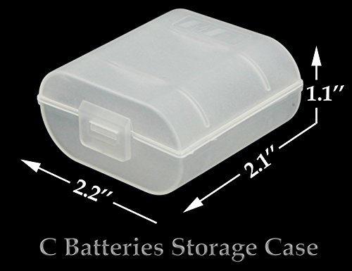 Whizzotech C Battery Organizer Storage Case Plastic Battery Holder Holds 2 C Batteries Pack of 4 BL16 (C-2PC)