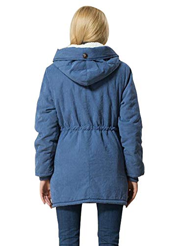 Eleter Women's Winter Warm Coat Hoodie Parkas Overcoat Fleece Outwear Jacket with Drawstring(S,Blue)