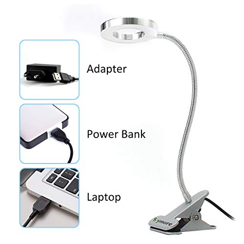 Skymore LED Book Light, Clip Reading Light, USB Interface, 2 Brightness(Warm/White) with Eye Protection, Perfect for Night Reading, Tattoo, Nail Art & Eyebrow Make Up Tattoo Lamp - Thumbnail 6