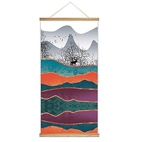 Wooden Framed Hanging Poster Nordic Style Nature Landscape Wall Picture Canvas Artwork for Home Decoration Ready to Hang - 18"x36"