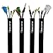 Electris Cable Management Sleeve 4 Pack Neoprene Wire Hider Cord Holder | Cable Organizer Tube Concealer Wrap With Zipper | Wrapper Wires Ties Solution | Cord Protector | Bundler Loom Cover