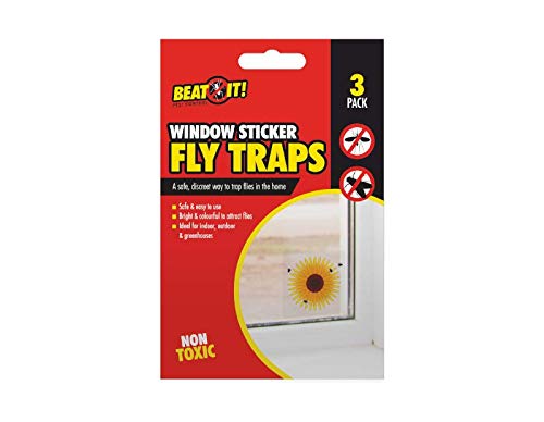 Multicolor Window Sticker Paper Fly Traps, 9.5 cm (3 Pack), Non Toxic & Vibrant Flower Patterns, Suitable for Indoors, Outdoors & Greenhouses