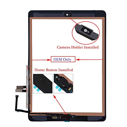 for 2017 iPad 5 Glass Touch Screen Digitizer Replacement Kit Black A1822, A1823 with Home Button Flex, Adhesive Tape, Screen Protector, Instruction Manual,and Repair Toolkit