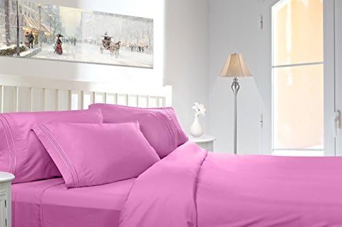 Comfort Egyptian 1800 Count 4 Piece Deep Pocket Bed Sheet Set (California King, Soft Pink)