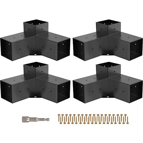 Grehitk Pergola Kit, 4Pack Pergola Brackets 3Way Right Angle Corner