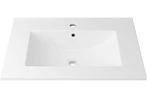 Eridanus 24"x18¼" Bathroom Sink, Ceramic Bathroom Vanity Sink Top with Overflow, Drop in Bathroom Vessel Sink Rectangle Ideal for Small Spaces ‎- Glossy White