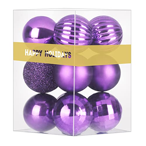 Iris Purple 1.6" Small Christmas Balls Christmas Tree Decoration Ornaments Shatterproof Hanging Balls for Birthday Halloween Holiday Wedding Decorations Set of 12pcs