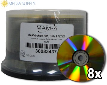MAM-A Mitsui Gold Archive 8x DVD-R with no logo in bulk - 50 Count