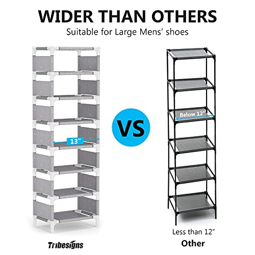 Tribesigns 8 Tiers Vertical Shoe Rack , Narrow Shoe Shelf Space Saving