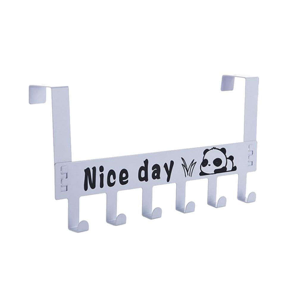 Wakauto Over The Door Hook, Stainless Steel Heavy Duty Over Door Hanger Holder Coats Robes Hats Clothes Towels, Hanging Towel Organizer, 6 Hook Easy Installation Over Door Hook