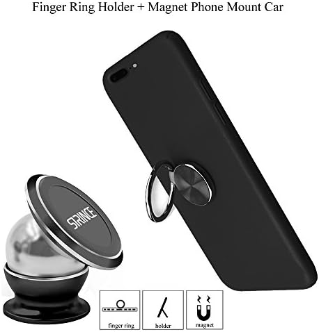Cell Phone Finger Ring Holder Phone Dash Mount for Car Dashboard Air Vent Magnetic Phone Mount Holder , 360 Degree Rotate High Bright Edge, iPhone 7 Plus Black Color