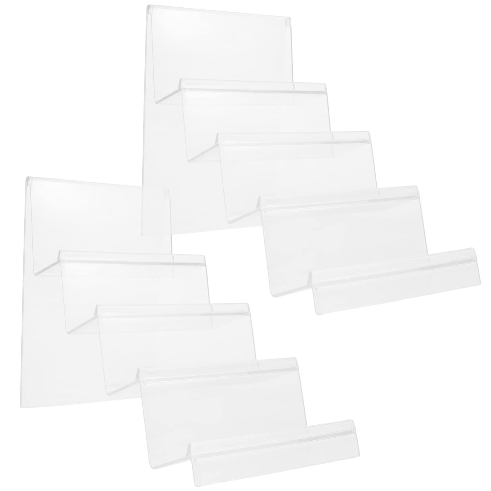 Cabilock 2Pcs 4 Tiers Acrylic Purse Display Stands Clear Wallet Stand Holders Handbag Purse Jewelry Display Riser Shelf Organizer (Transparent)