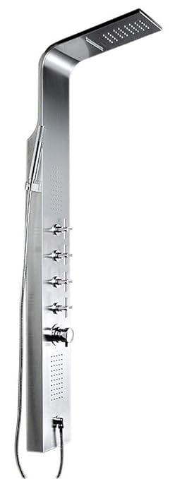 Duschpaneel Gebürsteter Edelstahl Duschsäule mit Massagedüsen und Wasserfall von Sanlingo
