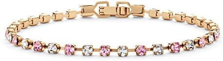 Birthstone Crystal Gold Tone Tennis Bracelet 7.25" - June - Simulated Alexandrite