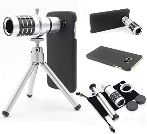 Mobile iPhone Camera lens kit,12X Zoom Aluminum Telephoto Telescope Lens Mini Tripod Hard Case Cover For Samsung Galaxy S5/S6/S6 Edge/S6 Edge Plus/Note 3/Note 4/Note 5 (Black for Galaxy Note 3)