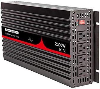 2500W Pure Sine Wave Inverter 24V DC to 120V AC with 4 AC Outlets, 2 Sets Battery Cables, 5000 watt Surge, Power Converter for RV, Camping, Off Grid Home Solar System (DC24V to AC120V 60HZ)